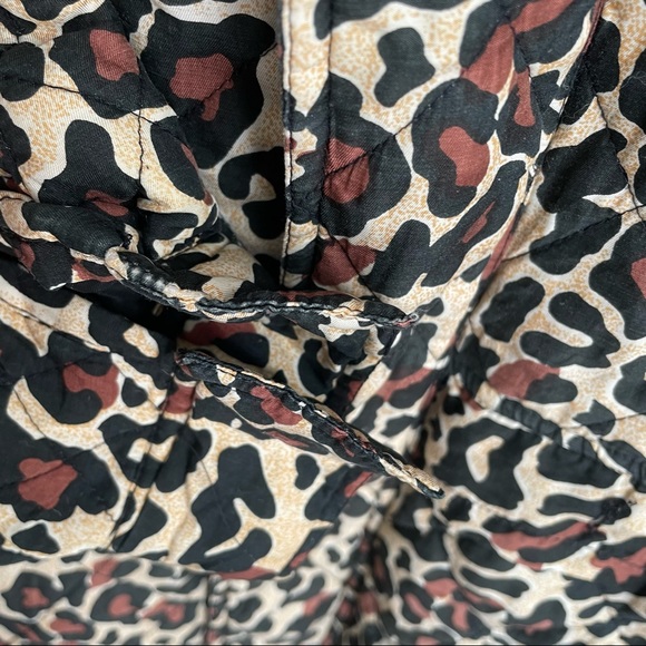 Euro Joy Zip Up Silk Blend Button Up Animal Print Jacket Collar Drawstring Med - Picture 10 of 14